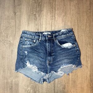 Zara Blue Distressed Jean Shorts